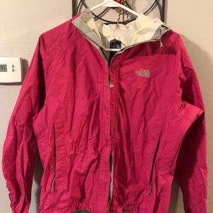 Pink North Face rain coat